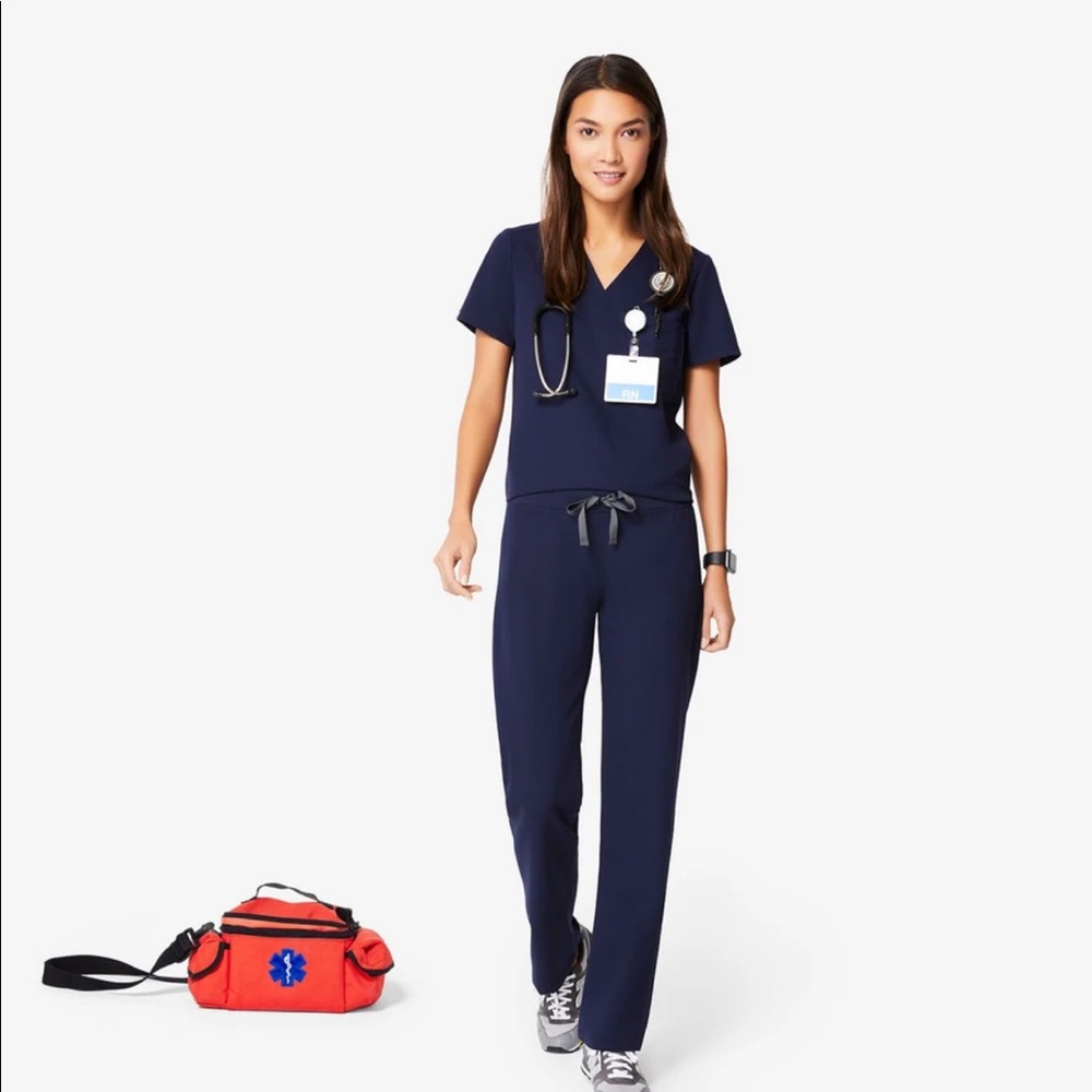 Figs Navy Catarina top and Kade bottoms scrubs